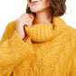 Sun + Moon Women's Cowl-Neck Cable-Knit Sweater Med Yellow Size Small