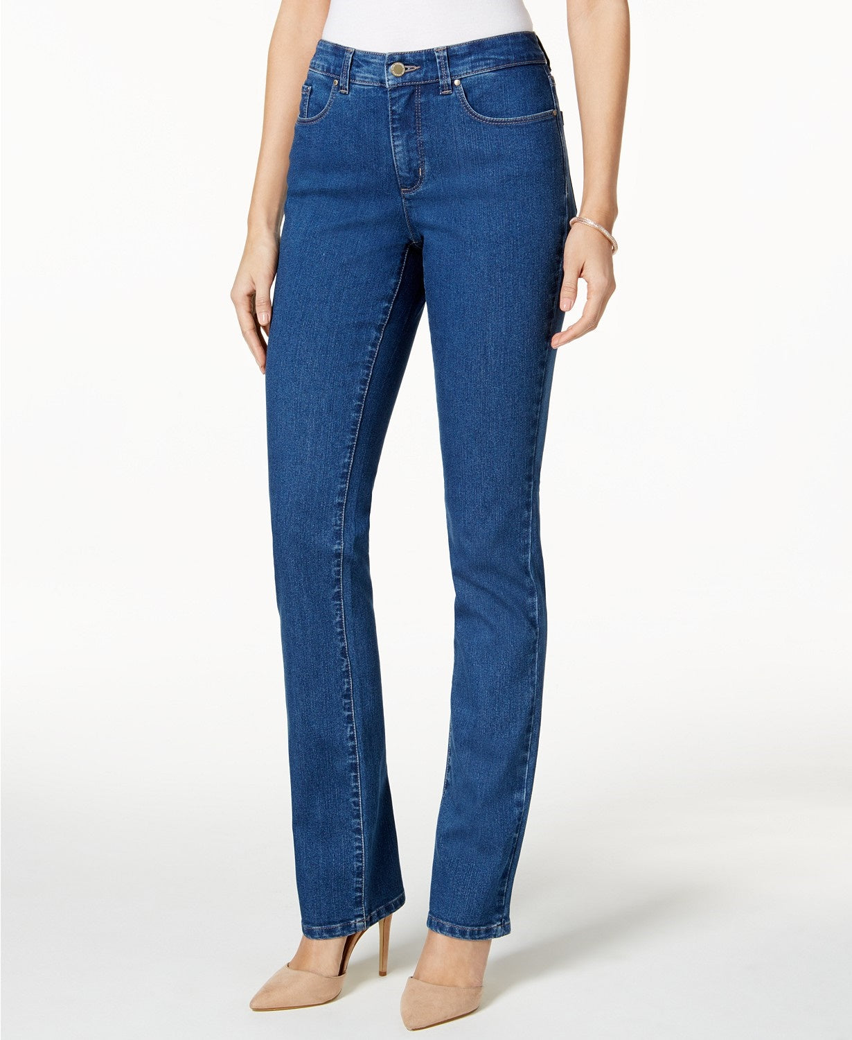 Charter Club Women's Petite Lexington Straight-Leg Jeans Short blue Size 6