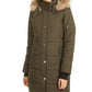 Maralyn & Me Juniors'  Faux-Fur-Trim Hooded Puffer Coat Green Size Medium