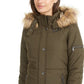 Maralyn & Me Juniors'  Faux-Fur-Trim Hooded Puffer Coat Green Size Medium
