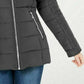 Maralyn & Me Women's Hooded Faux-Faux-Trim Puffer Coat Charcoal Size Extra Small