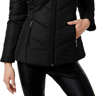 Maralyn & Me Juniors'  Hooded Faux-Fur-Trim Puffer Coat Black Size Medium