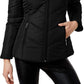 Maralyn & Me Women's Juniors' Hooded Faux-Fur-Trim Puffer Coat Black Size X-Small