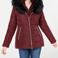 Maralyn & Me Women's Juniors' Hooded Faux-Fur-Trim Puffer Coat Red Size Extra Small