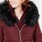 Maralyn & Me Women's Juniors' Hooded Faux-Fur-Trim Puffer Coat Red Size Extra Small