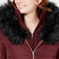 Maralyn & Me Juniors' Hooded Faux-Fur-Trim Puffer Coat Wine Size Medium