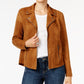 Style & Co Women's Faux-Suede Moto Jacket Brown Size Large