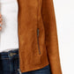 Style & Co Women's Faux-Suede Moto Jacket Brown Size Large
