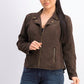 Style & Co Women's Petite Faux Suede Moto Jacket Dark Brown Size Petite Large