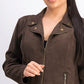 Style & Co Women's Petite Faux Suede Moto Jacket Dark Brown Size Petite Large