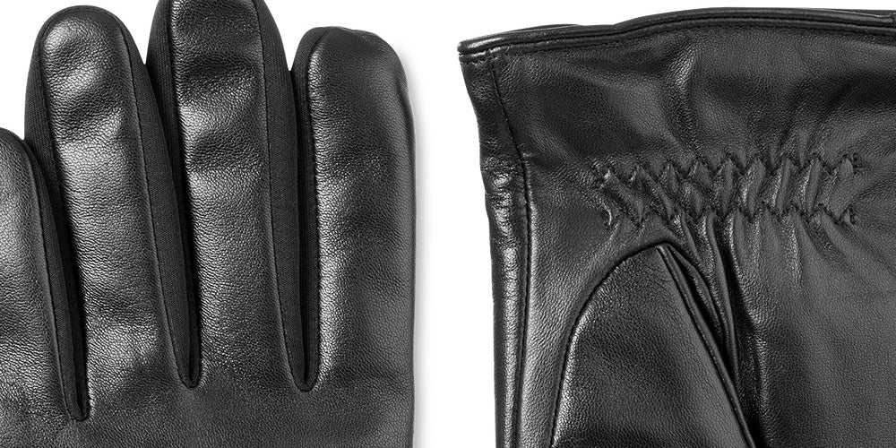 Isotoner Men's Leather Sleek Heat Leather Gloves Black Size Large