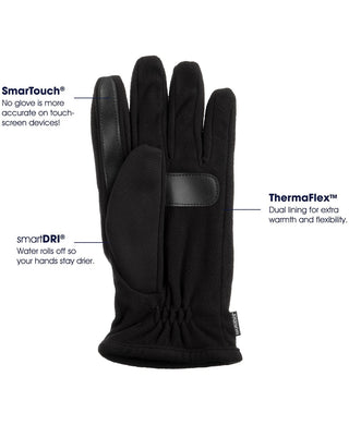Isotoner Signature Men's Stretch smarTouch Gloves Black Size Large