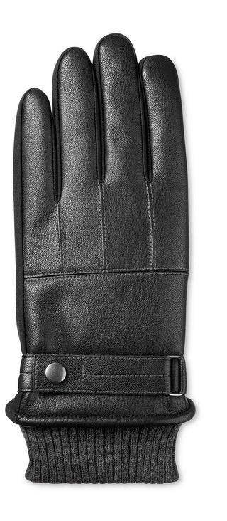 Isotoner Signature Men's Faux-Leather Sleekheat Gloves Black Size XL