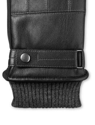 Isotoner Signature Men's Faux-Leather Sleekheat Gloves Black Size XL