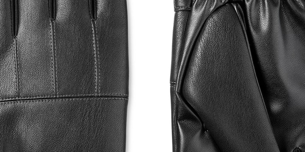 Isotoner Signature Men's Faux Leather Sleekheat Gloves Black Size Large