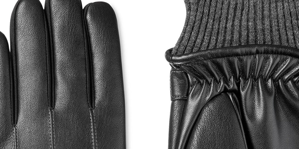 Isotoner Signature Men's Faux Leather Sleekheat Gloves Black Size Medium
