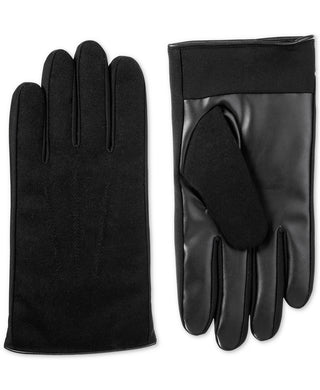 Isotoner Signature Mens Sleek Heat Faux Leather Plaid Driving Gloves Black Size Medium