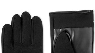 Isotoner Signature Mens Sleek Heat Faux Leather Plaid Driving Gloves Black Size Medium