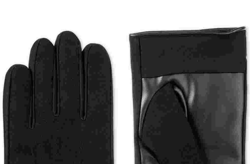 Isotoner Signature Men's Faux Leather Driving Gloves Black Size Large