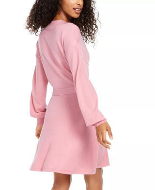 Sequin Hearts Juniors' Tie-Waist Sweater Dress Pink Size Small