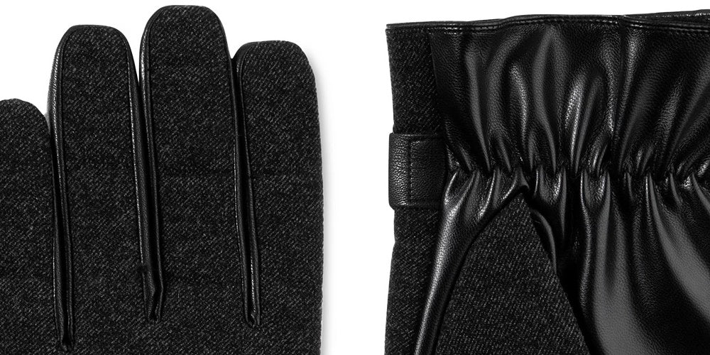 Isotoner Signature Men's Faux-Wool Smartouch Gloves Black Size Medium