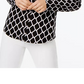 INC International Concepts Women's Petite Printed Zip-Pocket Top  Black Size Small