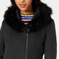 Maralyn & Me Juniors' Faux-Fur-Trim Hooded Coat Black Size Small