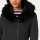 Maralyn & Me Women's Juniors' Faux-Fur-Trim Hooded Coat Gray Size Small
