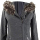 Maralyn & Me Juniors' Faux-Fur-Trim Hooded Coat Dark Gray Size X-Large