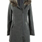 Maralyn & Me Juniors' Faux-Fur-Trim Hooded Coat Gray Size 2 Extra Large