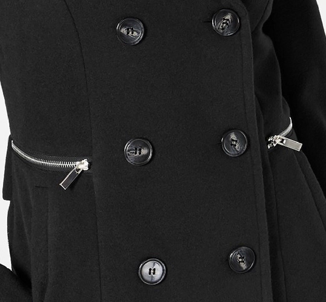 Maralyn & Me Juniors' Double-Breasted Peacoat Black Size Small