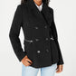 Maralyn & Me Juniors' Double-Breasted Peacoat Black Size X-Large