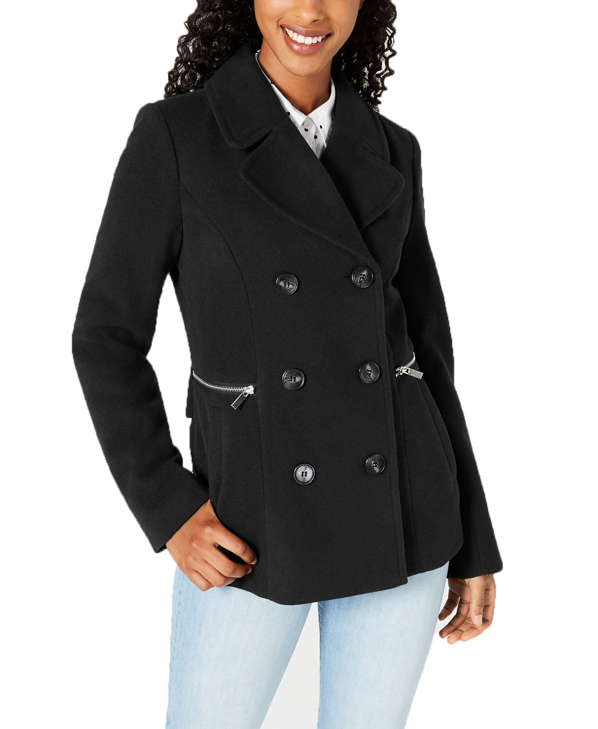 Maralyn & Me Juniors' Double-Breasted Peacoat Black Size XX-Large
