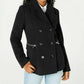 Maralyn & Me Juniors' Double-Breasted Peacoat Black Size X-Small