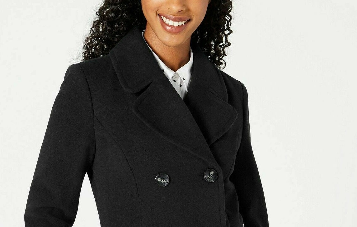Maralyn & Me Juniors' Double-Breasted Peacoat Black Size X-Small