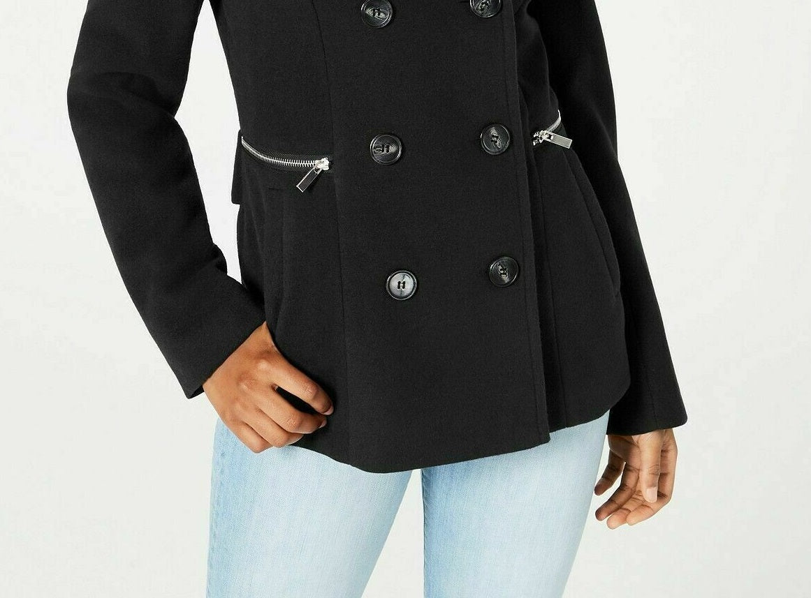 Maralyn & Me Juniors' Double-Breasted Peacoat Black Size X-Small