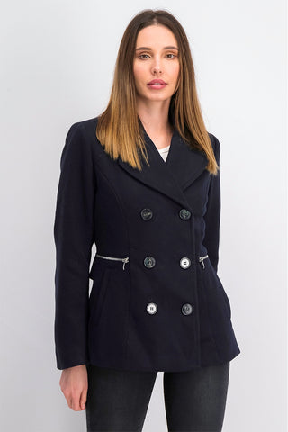 Maralyn & Me Juniors'  Double-Breasted Peacoat Blue Size Extra Small