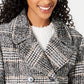 Maralyn & Me Juniors' Double-Breasted Peacoat Camel Plaid Size Medium