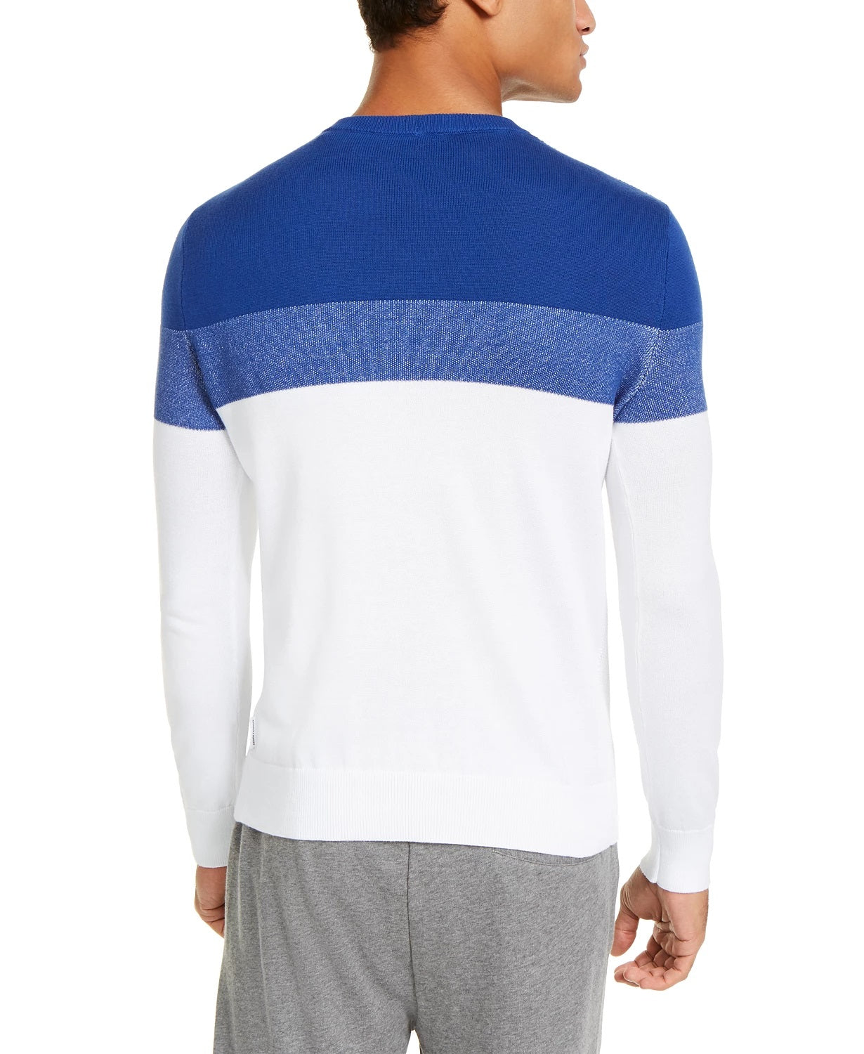 Armani Exchange Men's Regular Fit Colorblocked Stripe Logo Sweater White Coloblocked Size X-Large