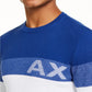 Armani Exchange Men's Regular Fit Colorblocked Stripe Logo Sweater White Coloblocked Size X-Large