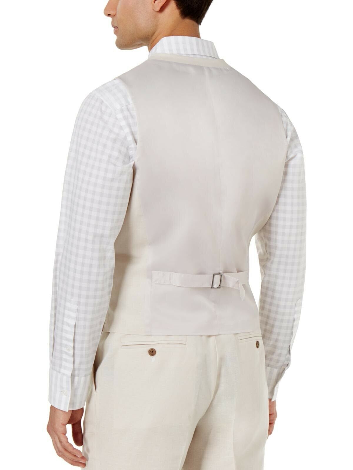 INC International Concepts Men's Linen Blend Vest Beige Size X-Small