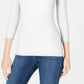 INC International Concepts Women's Petite V-Neck Top White Size Petite Small