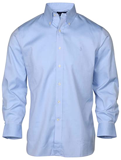 Ralph Lauren Men's Regular Fit Non-Iron Stretch Pinpoint Dress Shirt Navy Size 15.5x32-33