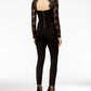 Material Girl Juniors' Lace Detail Illusion Jumpsuit Black Size XX-Large