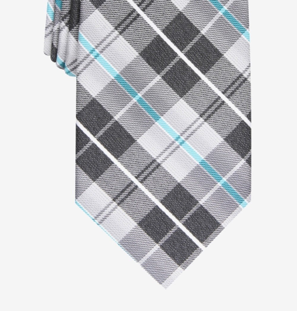 Perry Ellis Men's Dever Classic Plaid Tie Charcoal One Size