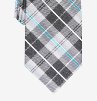 Perry Ellis Men's Dever Classic Plaid Tie Charcoal One Size