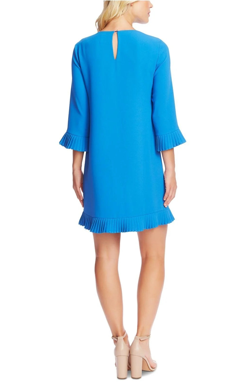 Cece Women's Pleat Detail Moss Crepe Shift Dress Blue Size X-Large