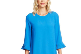 Cece Women's Pleat Detail Moss Crepe Shift Dress Blue Size X-Large