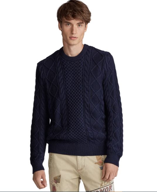 Ralph Lauren Men's Cotton Long Sleeve Sweater Navy Size Large