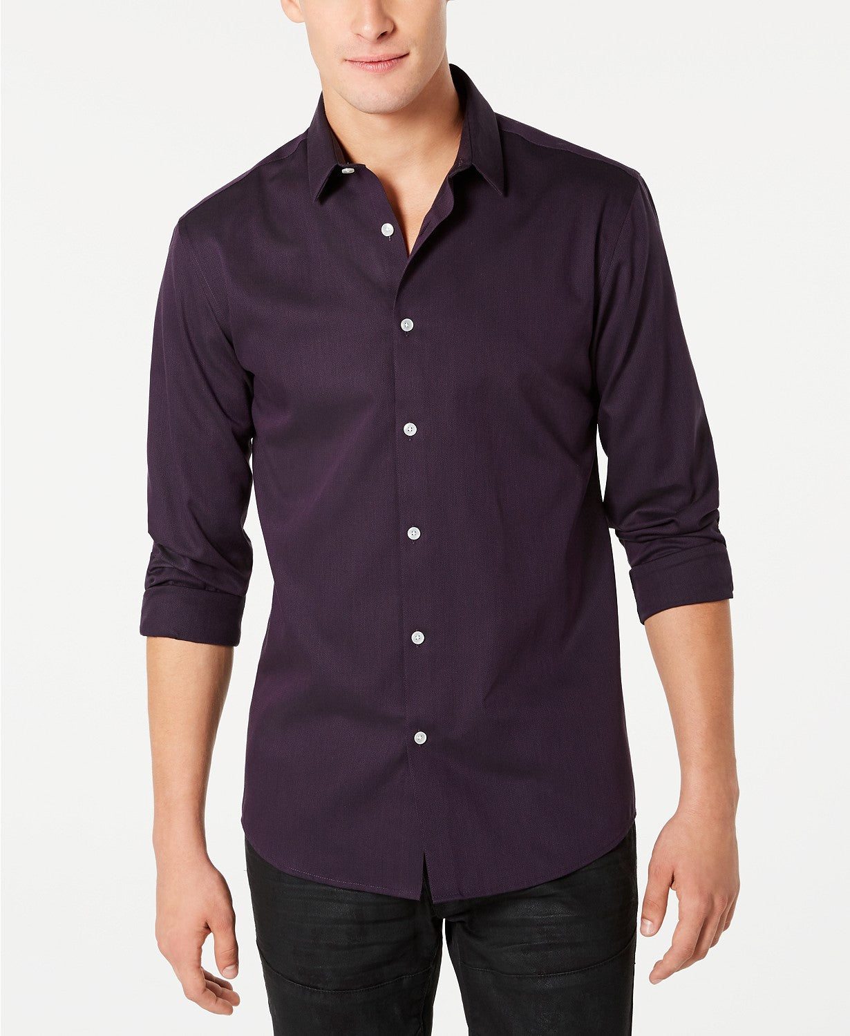 INC International Concepts Men's Kurt Non-Iron Shirt Purple Size 3 Extra Large